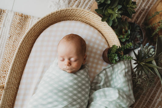 Sage Gingham Organic Muslin Swaddle Wrap